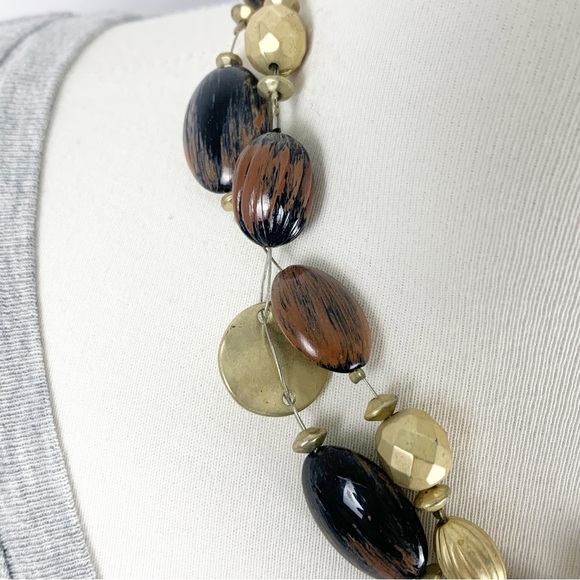 Tabi Boho Brass Medallion Necklace ✨ Mixed Metal & Resin Statement Piece - Picture 5 of 7